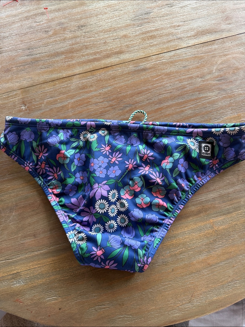 Jolyn Clothing Navy Floral Bikini Bottoms with Purple, Green & Pink ANDY style - Picture 3 of 3